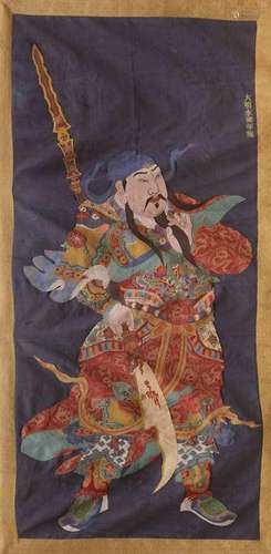 CHINESE EMBROIDERY KESI TAPESTRY OF WARRIOR