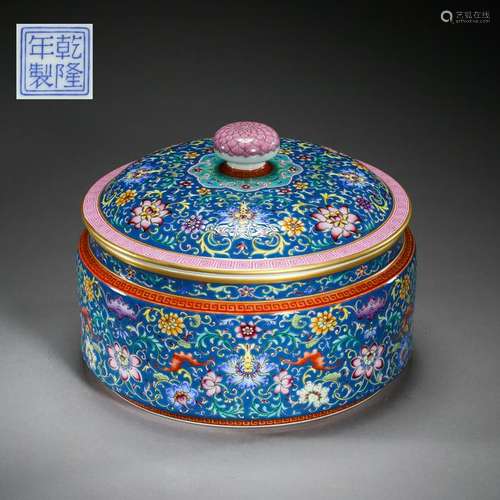 CHINESE PORCELAIN FAMILLE ROSE FLOWER LIDDED ROUND BOX