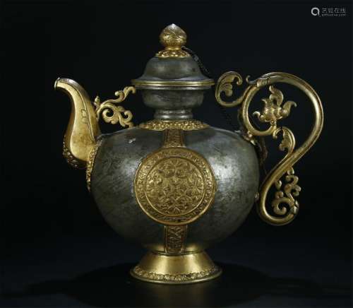 Yuan Dynasity, Gilt Bronze Wrapped by Tin Tea Pot