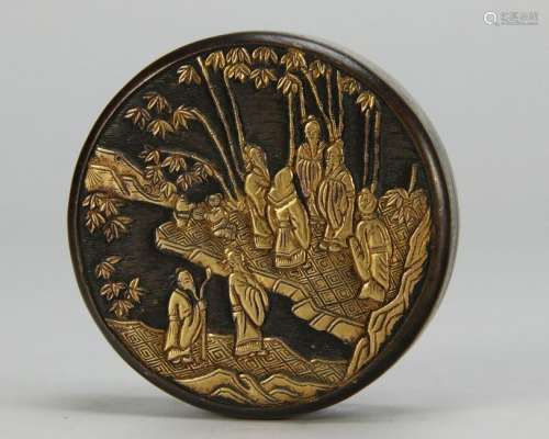 Gilt Bronze Seal Paste Box , Mark: Kien Lung Nian Zhi