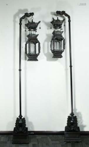 A Pair of Zitan Lamps