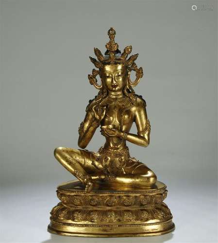 Gilt Bronze Sitting Buddha Statue