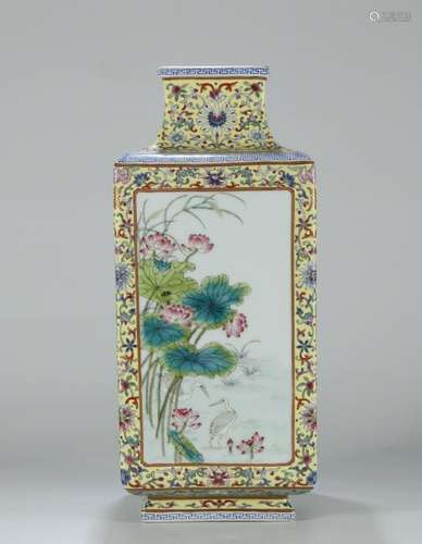 Famille Rose Square Vase