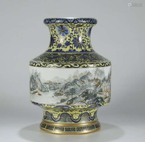 Blue and White Enamel Vase