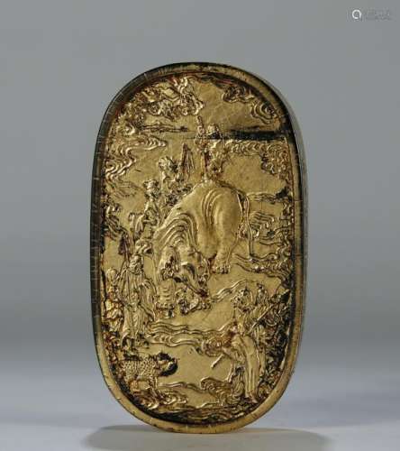A Group of Immortals Gold Painting Ink Stone