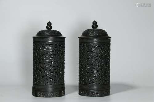 A Pair of Zitan Incense Burners