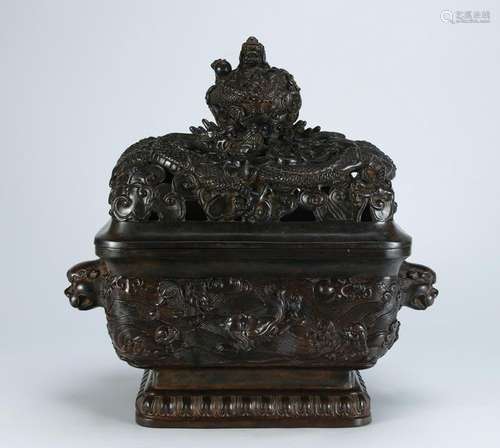 Bronze Incense Burner with Dragon Pattern