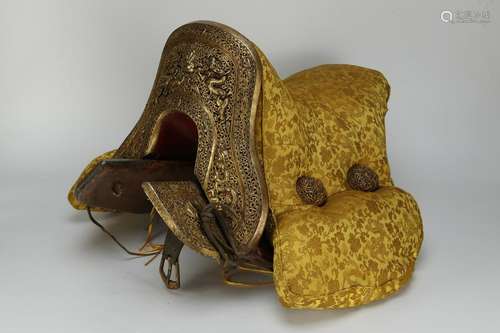 A Set of Gilt Iron Horse Saddle with Dragon Pattern