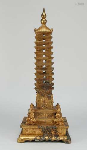 Gilt Bronze Buddha Tower