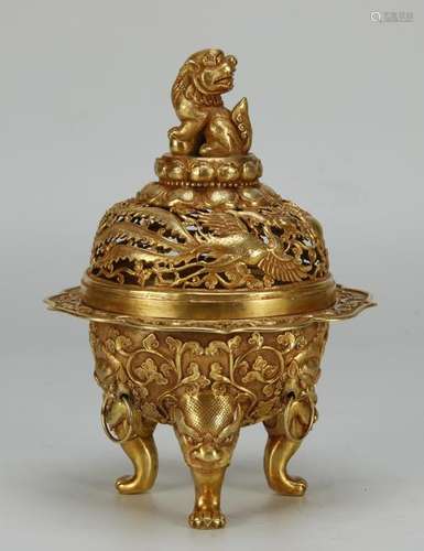 Gold Trepod Incense Burner