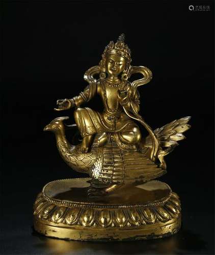 Gilt Bronze Peacock Buddha