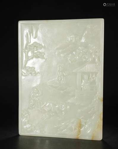 Hetian Jade Carved Landscape plaque