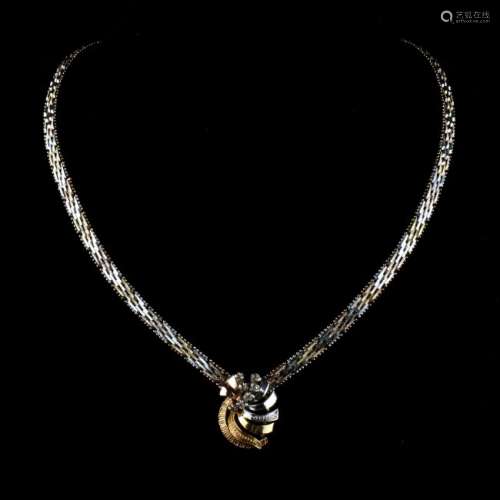 Italian Siver Necklace with Diamonds Heart