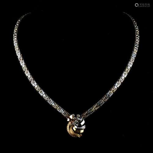 Italian Siver Necklace with Diamonds Heart