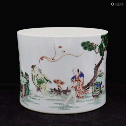 Chinese Wu Cai Porcelain Brush Pot