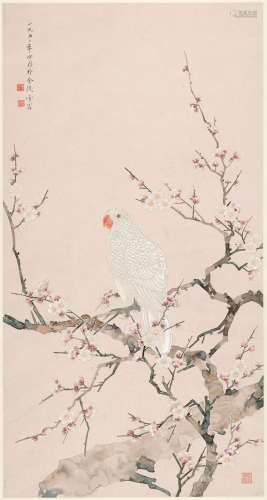 Parrot on a Prunus Branch, 1950 Chen Zhifo (1896-1962)