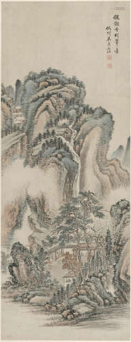 Landscape in the style of Xie Tingzhi (14th Century) Wu Dongfa (1747-1803)