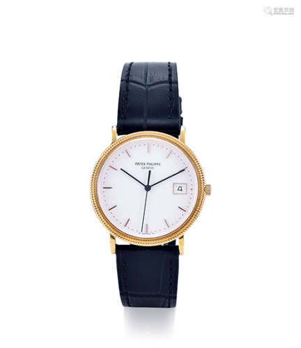 百達翡麗 18K 金石英機芯日曆皮帶腕錶 型號3944