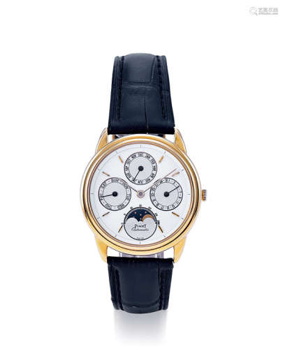 伯爵 18K 金自動年曆月相皮帶腕錶 型號509899
