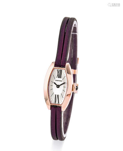 卡地亞 18k 玫瑰金石英機芯絹帶女裝腕錶 型號W1537238, 44949CE