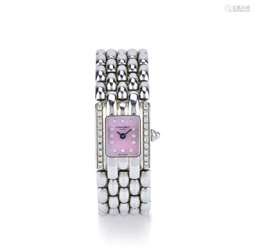 綽美 鋼鑽石貝殼面石英機芯鏈帶女裝腕錶