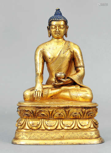 十八世紀 外蒙古 銅鎏金釋迦牟尼 (札那巴札爾風格)