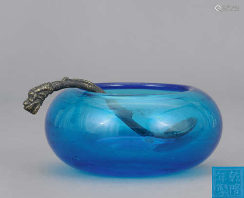 十九世紀 藍料水盂 