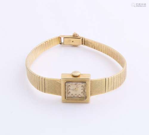 Yellow gold Ebel watch, 750/000, with a square case,
