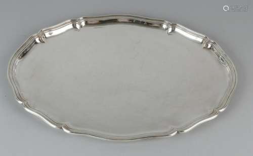 Silver tray, 835/000, oval-contoured model with a