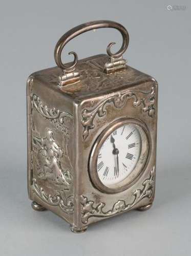 Silver table clock, 925/000, rectangular model with