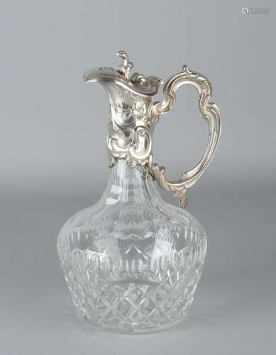 Crystal valve jug with silver, 925/000, Can with