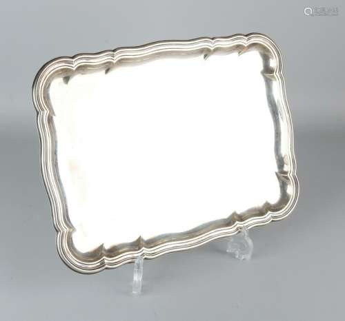 Silver tray, 835/000, rectangular contoured with a