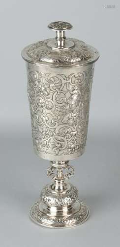 Special silver goblet with lid, 800/000, round model