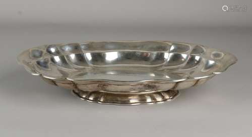 Silver bowl, 800/000, oval-contoured model on oval base