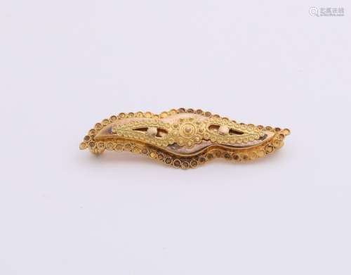 Yellow gold regional brooch, 585/000, rectangular