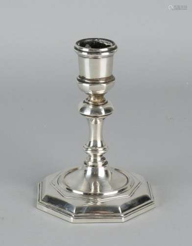 Silver candlestick, 835/000, with octagonal base.