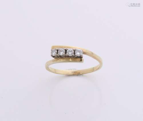 Yellow gold ring, 585/000, with diamond. Striking ring