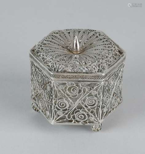 Special silver wedding box, 835/000, hexagonal made of