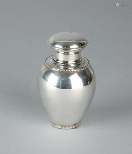 Silver tea canister, 833/000, convex model decorated