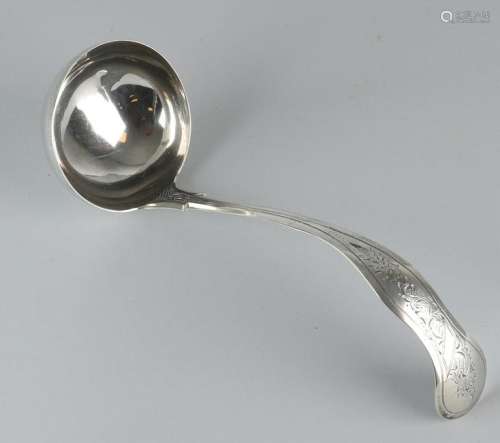 Silver soup ladle, 833/000, with a round bowl and a