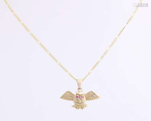 Yellow gold necklace and pendant, 585/000, figaro