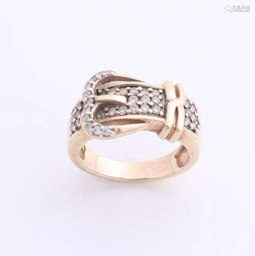 Yellow gold ring, 585/000, with diamond. Ring with a