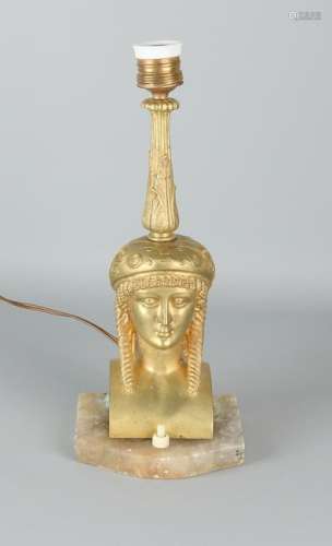 Empire-style gilt bronze table lamp with alabaster