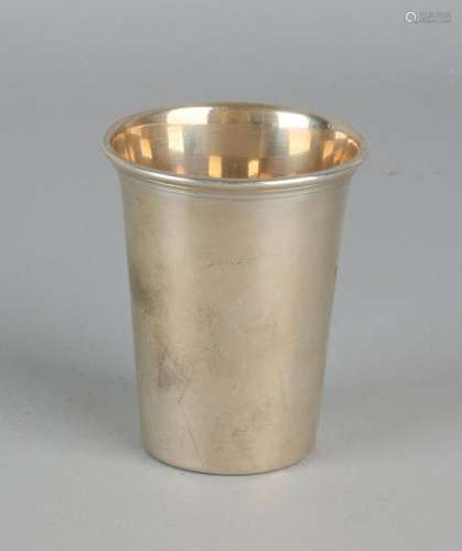Silver cup, 835/000, tapered model with a folded edge