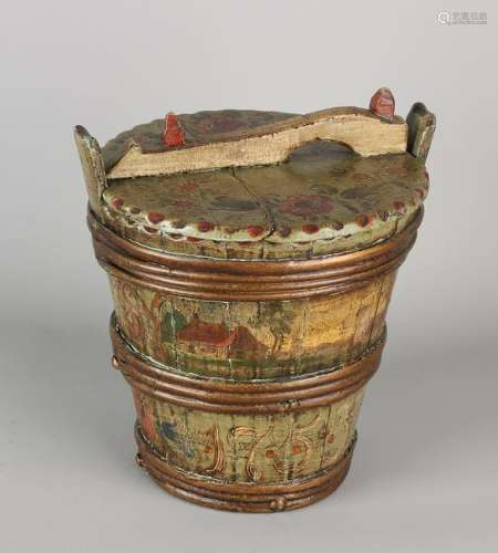 Rare 18th century handpainted covered barrel with