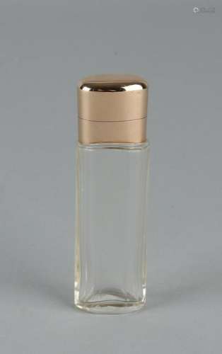 Crystal flask with yellow gold collar and cap, 585,000