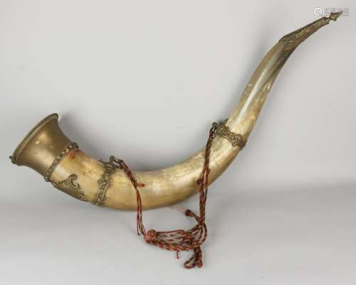 Very large antique German Horn of plenty. With bronze