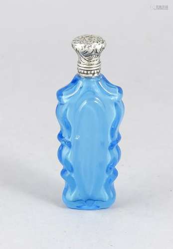 Crystal odeur bottle from blue glass, contoured model