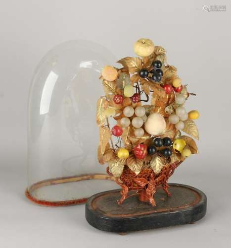 19th century German fruit tree in original glass bell