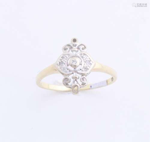 Fine yellow gold ring, 585/000, with diamond. Ring with